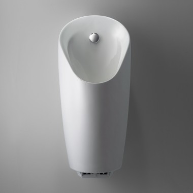 Tanka i kompaktna sanitarna keramika Geberit Preda s integriranim uređajem za aktiviranje ispiranja pisoara